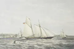 Thomas Goldsworthy Dutton, The Schooner Yacht 'Sylph' 107 Tons, Lithograph in colours, 1861