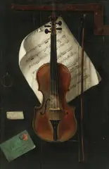 W.G. Becker, A trompe l'oeil of a violin with accoutrements, oil on canvas
