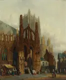 Rba Henry Thomas Schafer, Street scenes; a pair, one signed and indistinctly dated 'H. SCHAFER' (lower left); the other signed 'H. SCHAFER' (lower right), oil on canvas