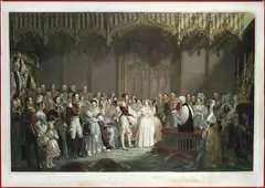 George Hayter, The Marriage of her most gracious majesty Queen Victoria, Coloured engraving by C.E. Wagstaff, 1844
