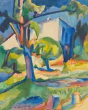 Heinrich Harry Deierling, Das einsame Haus, Um 1921, Tempera und Aquarell über Bleistift auf leichtem Karton