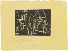 Da-Da II by Lyonel Feininger, 1919, Holzschnitt auf gelbem Japan, sold Oct 2020