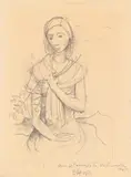 Karl Hofer, Mädchen mit Zweig, 1945, Bleistift auf Papier