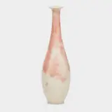 Adelaide Robineau, Bottle-shaped vase, mottled pink and white glaze