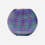 Alessandro Diaz de Santillana, Scozzesse vase, 1986, glass with polychrome bands