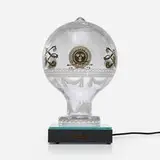 Montgolfière table lamp by Xavier Froissart, 1989, acid-etched and gilt glass, powder-coated steel, sold Aug 2024