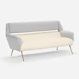 Gigi Radice, Sofa, c. 1955, upholstery, wool, cashmere, brass