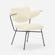 Armchair by Studio Bbpr, 1953, enameled steel, upholstery, sold Aug 2024