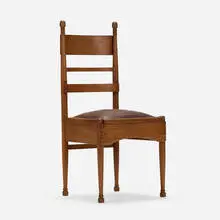 Richard Riemerschmid, Chair for Deutsche Werkstätten, c. 1905, oak, leather, brass