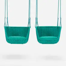 Francesco Rota, Adagio swings, pair, 2012 / 2023, hand-woven rope cord, stainless steel