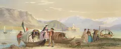 John Absolon, An excursion to Isola dei Pescatore, Lago Maggiore, watercolour and bodycolour