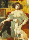 Remo Squillantini, Seated lady with her dog