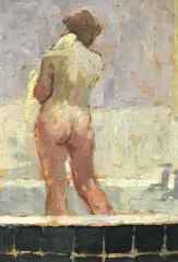 R.A. Bernard Dunstan, Nude standing in a bath