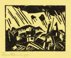Gewitterbö by Lyonel Feininger, 1918, Holzschnitt auf gelbem Seidenpapier, sold Dec 2016