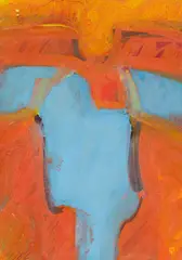 Josef Mikl, Komposition in Rot und Blau, Acryl auf Papier