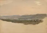 Deutsch, um 1840, Blick auf den Rhein (bei Rüdesheim?), Öl auf Papier auf Karton