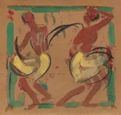 Tänzerinnen by Christian Rohlfs, Gouache auf festem braunem Karton, sold Jan 2025