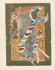 Rolf Nesch, Drei Vögel, 1956, Farbmetalldruck auf festem Velin