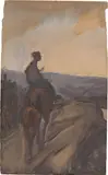 Max Slevogt, Sancho Pansa, Um 1917, Gouache über Bleistift auf Papier, aufgezogen auf Presspappe