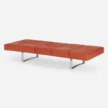 Daybed by Bodil Kjær, c. 1960, leather, chrome-plated steel, sold Aug 2024
