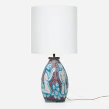 C.A.S. Vietri, Table lamp, c. 1950, glazed stoneware