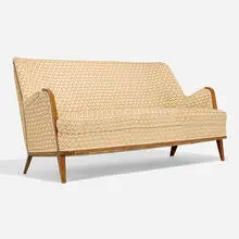 Axel Larsson, Sofa, c. 1945, upholstery, beech