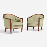 Bertil Fridhagen, Aristokrat lounge chairs, pair, c. 1960, upholstery, mahogany