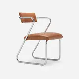 Gilbert Rohde, Z chair from the Troy Streamline Metal series, c. 1931, chrome-plated steel, vinyl