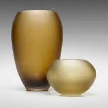 Inciso vase and bowl by Venini, 1997, wheel-carved glass, sold Aug 2024