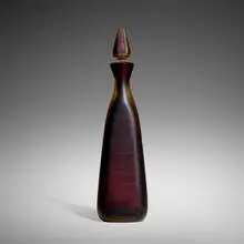 Inciso bottle with stopper by Venini, 1997, wheel-carved glass, sold Aug 2024