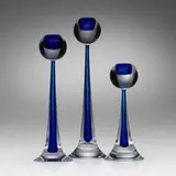 Cenedese, Candlesticks, set of three, c. 1985, internally decorated glass