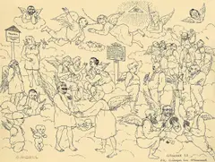 Otto Griebel, Die Bürger im Himmel, 1923, Tuschfeder auf Papier
