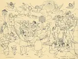 Otto Griebel, Die Bürger im Himmel, 1923, Tuschfeder auf Papier