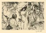 Lovis Corinth, Antike Legenden, 1919, Original-Halbleinenmappe mit 13 Kaltnadelarbeiten, jeweils auf Japan, in Original-Passepartouts. Mit Textheft. Die Mappe mit Gebrauchsspuren