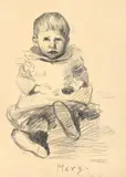 Lovis Corinth, Mary, Um 1886, Kreide auf festem bräunlichen Bütten (Wz. ED&Cie.)