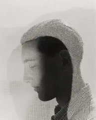 Junger Mann hinter einer Gardine by Herbert List, Um 1937, Vintage. Silbergelatineabzug, Doppelbelichtung. Agfa-Lupex-Papier, sold May 2013