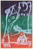 Le délire du couturier - bleu, rouge, vert by Joan Miró, 1969, Farblithographie auf Velin, sold Nov 2011
