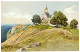 Viktor Paul Mohn, St. Maria auf dem Hohenrechberg bei Schwäbisch Gmünd, 1882, Aquarell und Deckfarbe über Feder in Braun und Schwarz auf Papier