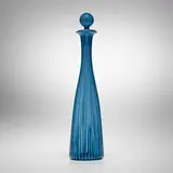 Gio Ponti, Morandiane bottle with stopper, c. 1946, glass with vertical bands