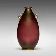 Murano, Vase, c. 1950, glass with gold leaf and applied handles
