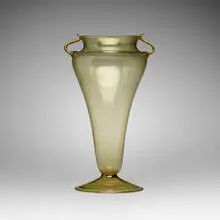 Murano, Soffiato vase, c. 1925, soffiato glass with applied handles