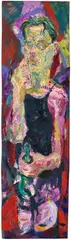 Gero Künzel, Selbst mit Zigarette und Bier, 1988, Öl auf Hartfaser