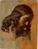 Deutsch oder Französisch, um 1840, Kopfstudie I, Öl auf Papier auf Pappe