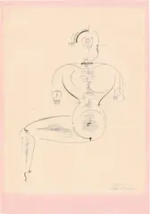 Figur H 2 by Oskar Schlemmer, 1922, Lithografie auf rosafarbenem Japanpapier, sold Dec 2022