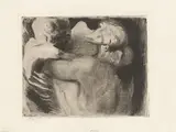 Käthe Kollwitz, Tod und Frau um das Kind ringend, 1911, Radierung auf Velin