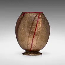 Vittorio Donà, Vase, c. 1935, aventurine glass with applied pasta di vetro details