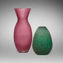 Archimede Seguso, Bollicine vases, set of two, c. 1950, bollicine glass