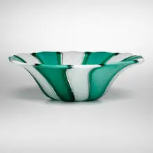 Bowl by Dino Martens, c. 1950, fused glass canes, sold Aug 2024