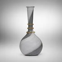 Bianca Nero vase by Dino Martens, 1954, fused glass canes with gold leaf and applied details, sold Aug 2024