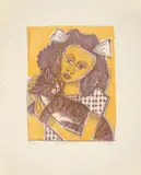 Otto Dix, Mädchen mit Katze II, 1956, Farblithografie auf Bütten